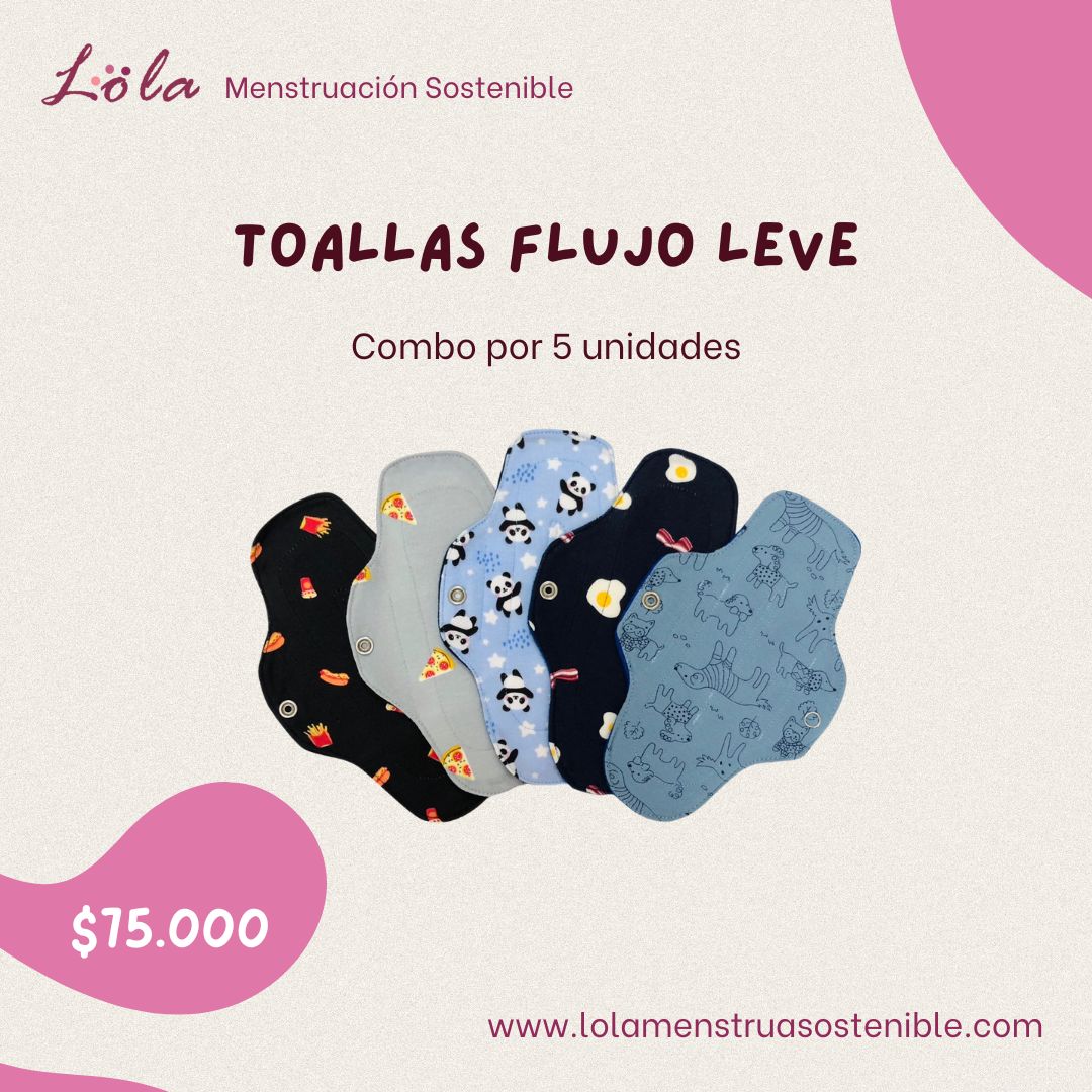 Toallas Flujo Leve - combo por 5