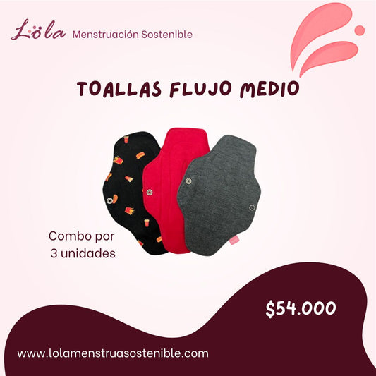 Toallas Flujo Medio - combo por 3