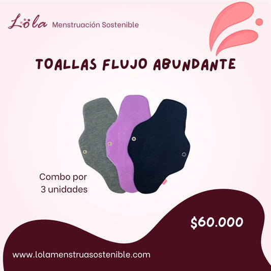 Toallas Flujo Fuerte - combo por 3