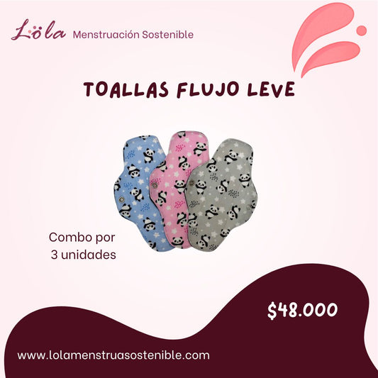 Toallas Flujo Leve - combo por 3