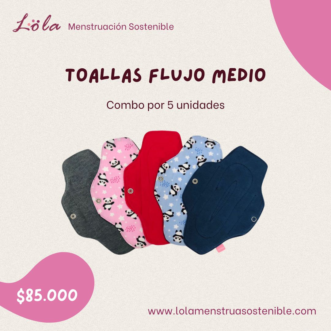 Toallas Flujo Medio - combo por 5